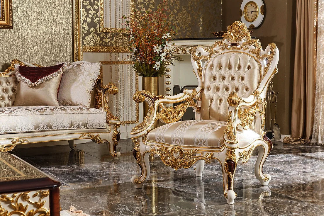 White- golden mix arm chair