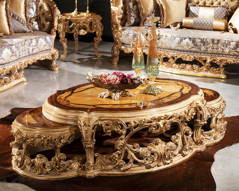 deep carving wooden center table