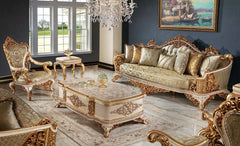Floral white color sofa set