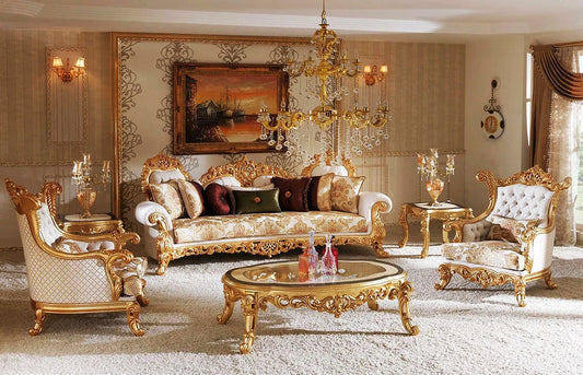 Royal golden color sofa set and table