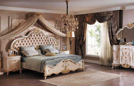 European Style Solid Teak Wood Carving Bed