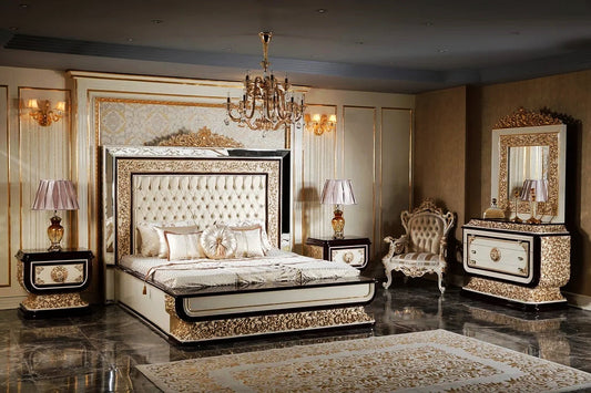 A teakwood bed set