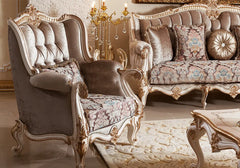 heavy carving golden arm chair