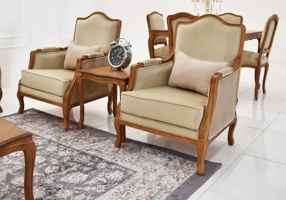 2 wooden arm chairs
