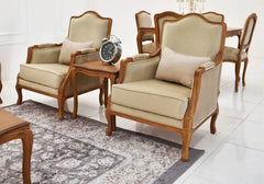 2 wooden arm chairs