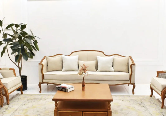 3 seater sofa and brown table