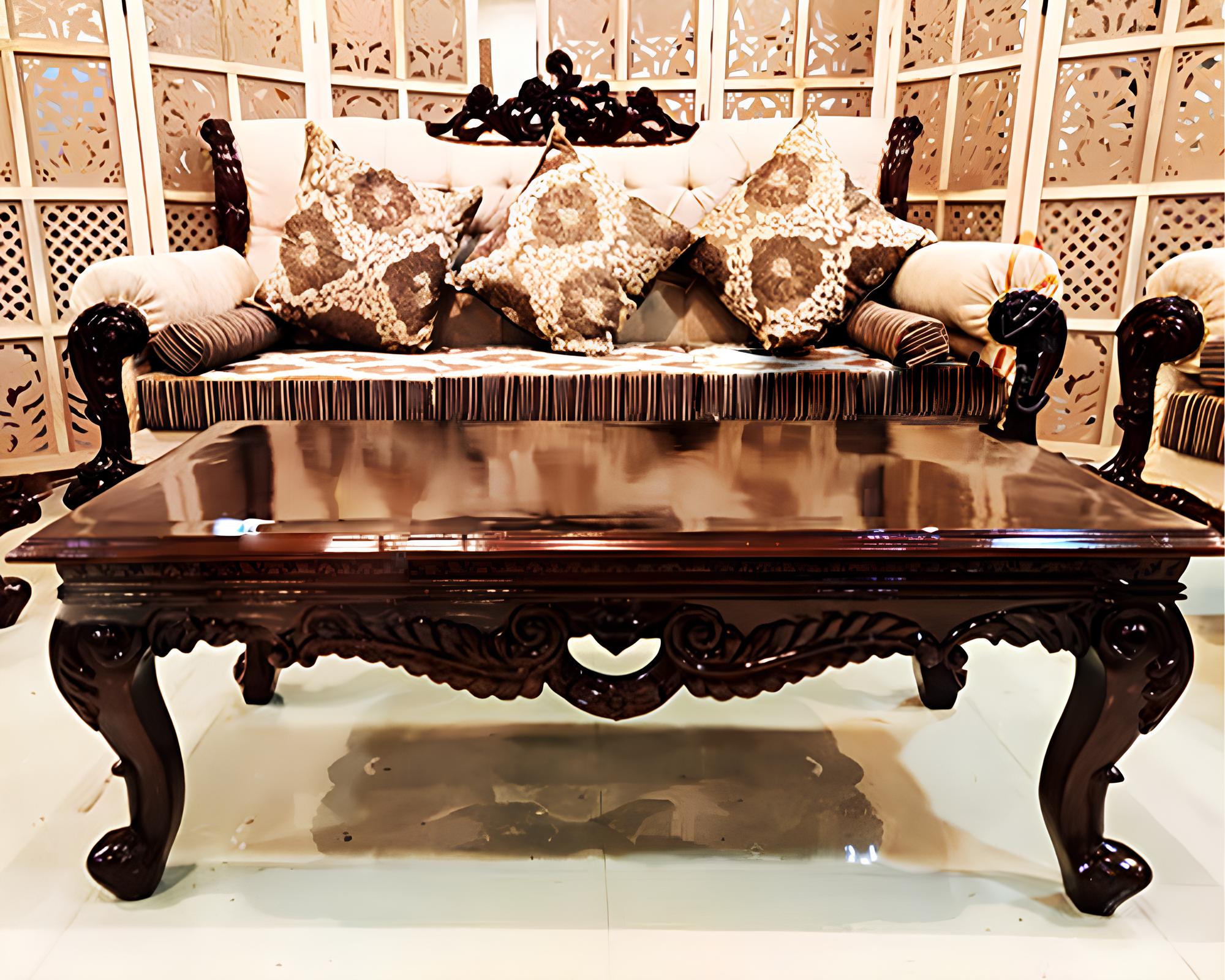 brown color wooden center table