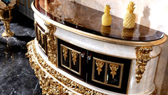 Exquisite Glossy Carving TV Unit