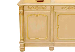 Elegant Hand Carved Teak Wooden Office Desk