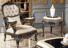 heavy carving wooden arm chair and corner table