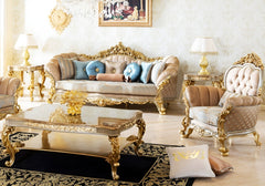 Golden color wooden sofa set