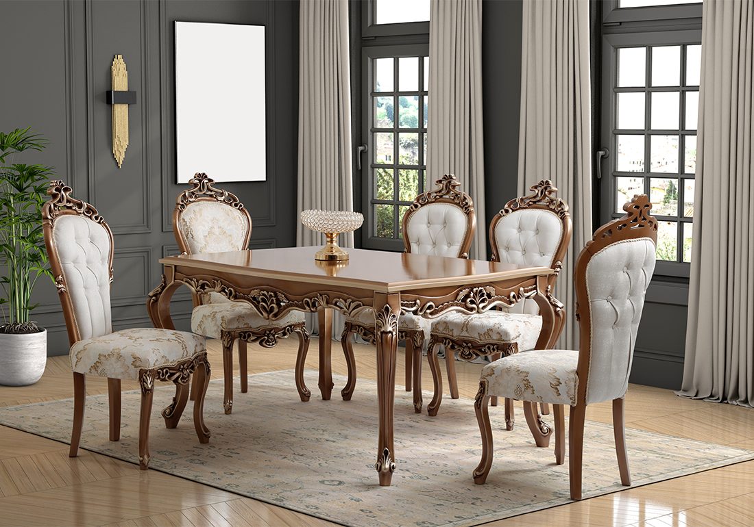 Royal Handcrafted Solid Teakwood Dining Table Set