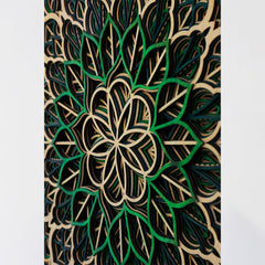 Green Mandala Teakwood 8 Layers Wall Decor